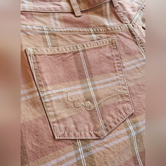 NEW Free People We The Free High Top Wide Crop Plaid Jeans Sz 28 - Picture 11 of 14